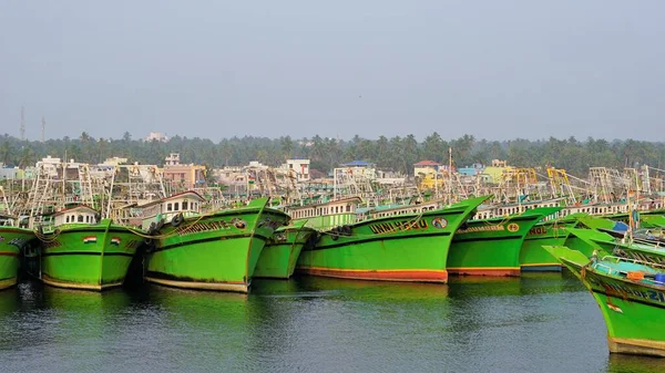 Colachel Tamilnadu India December 2021 Boats Ships Docked Colachel Fishing — стокове фото