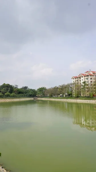 印度卡纳塔克邦班加罗尔 2022年4月23日 Bbmp Kalena Agrahara湖美景 分布在7英亩的土地上 有淡水 茂密的绿树湖水 由Nirmala Sitharaman通过其Mplads基金恢复 — 图库照片