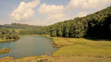 Pykara Şelaleleri, Ooty, Tamilnadu 'nun güzel manzaraları. Gün batımında akan su. Güney Hindistan ve Asya 'daki en iyi balayı yeri..