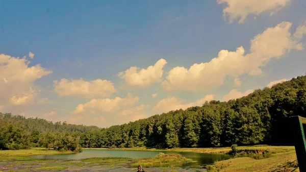 Pykara Şelaleleri, Ooty, Tamilnadu 'nun güzel manzaraları. Gün batımında akan su. Güney Hindistan ve Asya 'daki en iyi balayı yeri..
