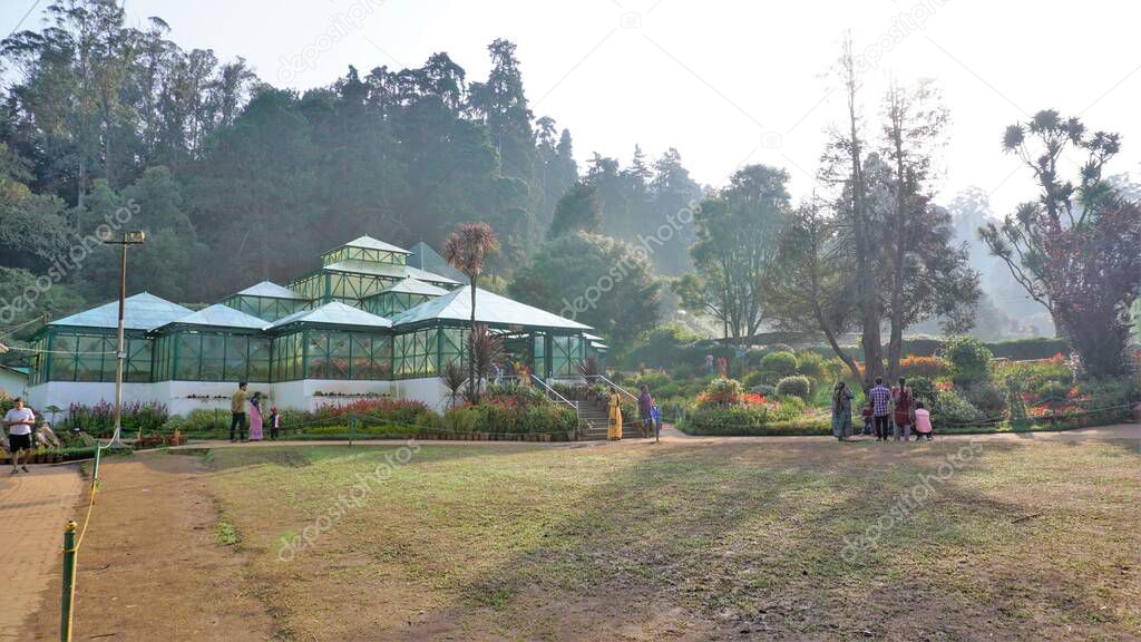Ooty,Tamilnadu,India-April 30 2022: Beautiful Government botanical gardens in Ooty, Tamilnadu, India. Beset scenic place for familytime.