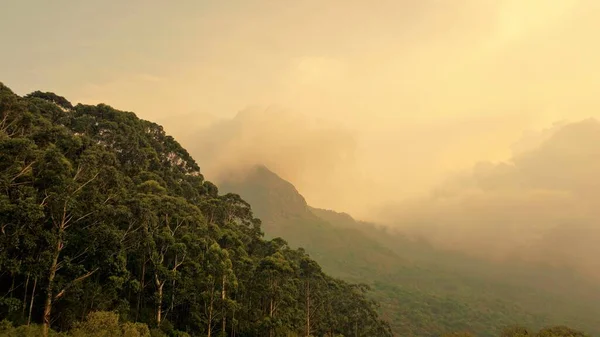 Beautiful Scenery Sunset Ooty Cloudy Misty Day Golden Hour Perfect — Stockfoto