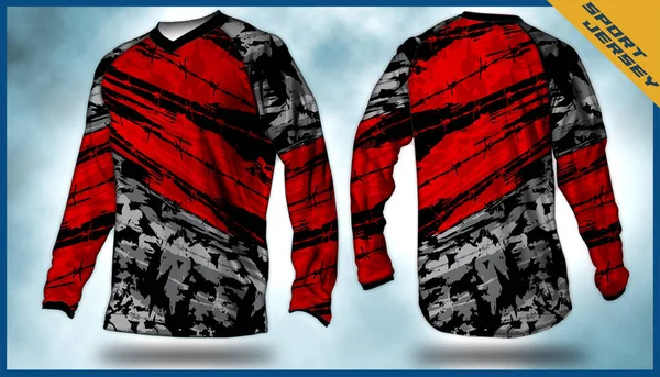 Long Sleeve Motocross Jerseys Shirts Vector Abstract Background Design Modern — Stock Vector