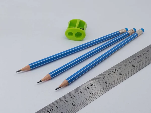 Close Blue Pencils White Background — Stock Photo, Image