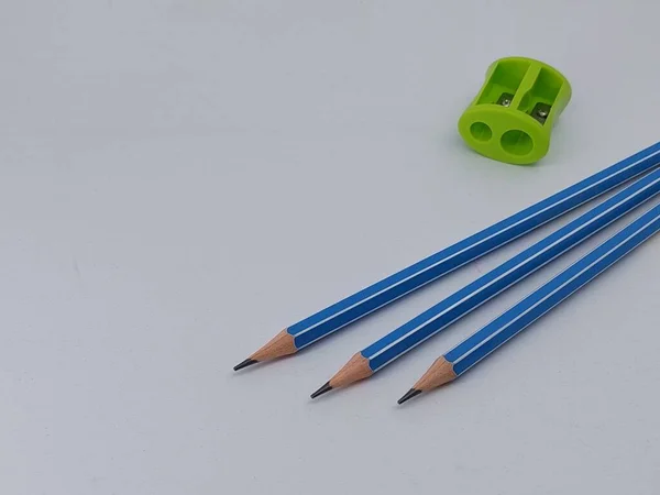 Close Blue Pencils White Background — Stock Photo, Image