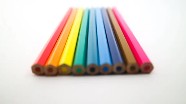 Doku Ahşap Renkli Kalemler Renkli Kalemler Makro — Stok fotoğraf