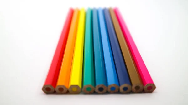 Βαμμένα Μολύβια Από Ξύλο Υφής Χρωματιστά Μολύβια Μακροεντολή — Φωτογραφία Αρχείου