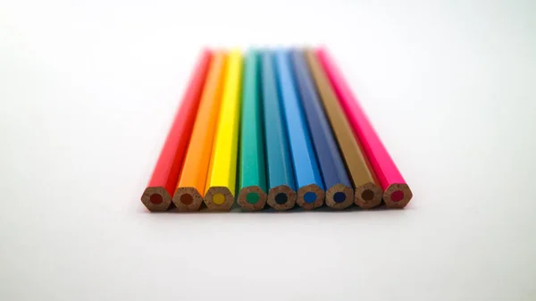 Crayons Couleur Texture Bois Crayons Couleur Macro — Photo