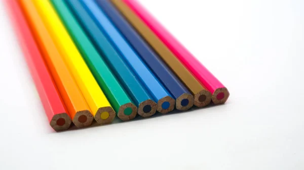 Βαμμένα Μολύβια Από Ξύλο Υφής Χρωματιστά Μολύβια Μακροεντολή — Φωτογραφία Αρχείου
