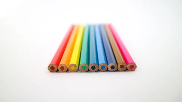 Doku Ahşap Renkli Kalemler Renkli Kalemler Makro — Stok fotoğraf