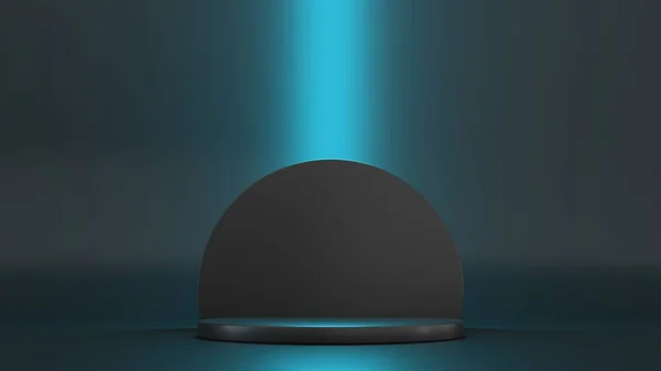 Pódium Tmavém Pozadí Modrá Fialová Led Neon Light Vykreslení Ilustrace — Stock fotografie