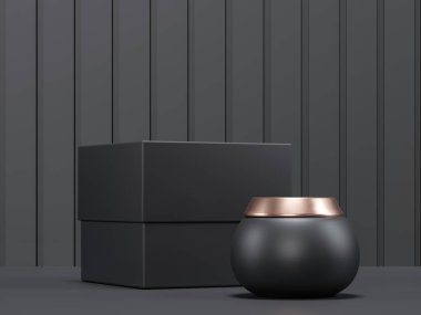 Moisturizing cream, mask, gel in jar, tube. Cosmetic set Gift, Anniversary Present. Dark black background for ad brand products. March 8, Valentine's Day Sale, Discounts. 3d render illustration