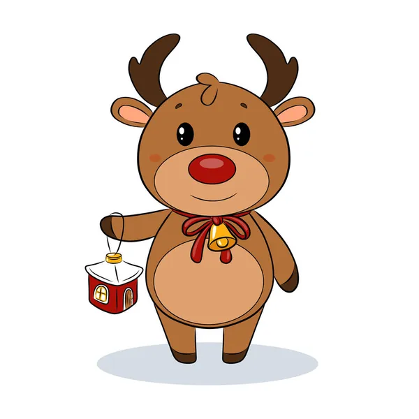 Personnage Dessin Humoristique Pour Enfants Père Noël Renne Noël Cerf — Image vectorielle