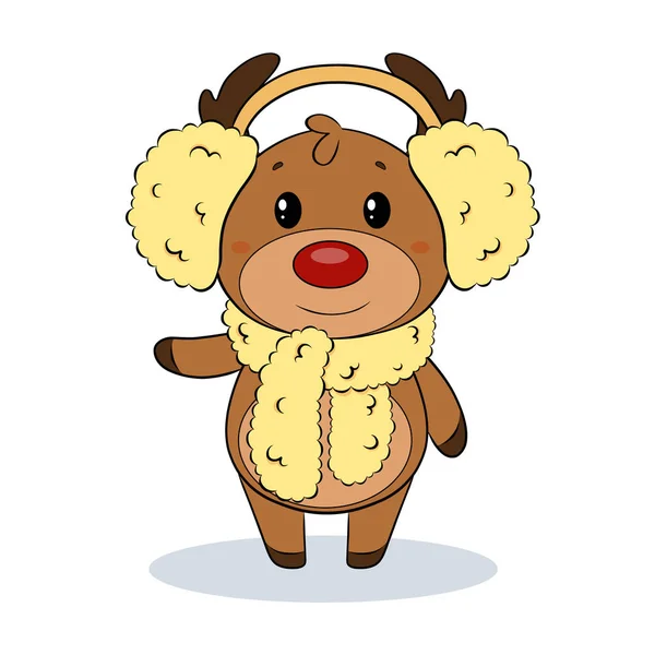 Cartoon Children Character Santa Claus Christmas Reindeer Elk Deer Sled — Stock Vector