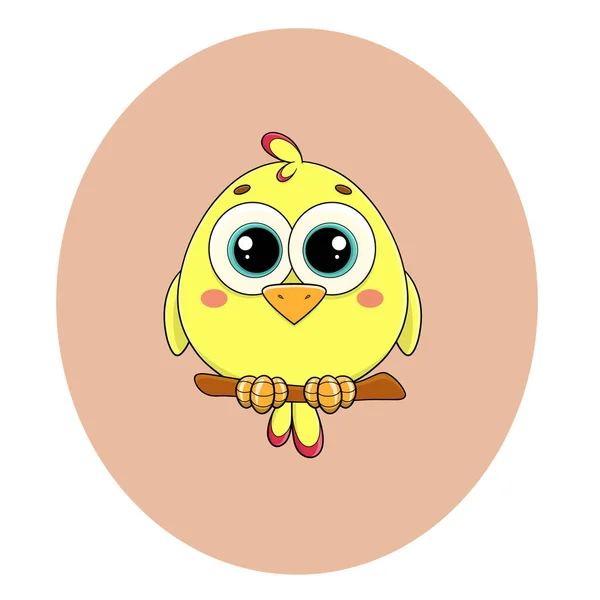 Милый Покрашенный Желтый Попугай Яркими Перьями Пучок Сидит Окуни Канарейка — стоковый вектор