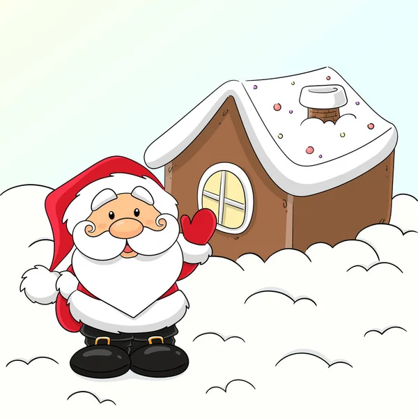 Père Noël Avec Une Barbe Blanche Dans Chapeau Rouge Avec — Image vectorielle