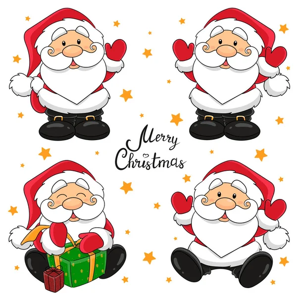 Clip Art Babbo Natale Con Barba Bianca Cappello Rosso Con — Vettoriale Stock