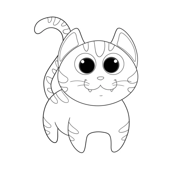 Kot Paski Kolorowanki Cute Postać Kreskówki Dla Dzieci Dorosłych Kreatywności — Wektor stockowy