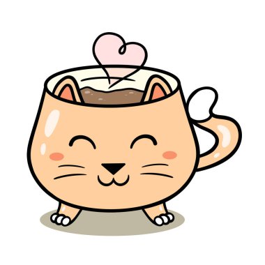 Kedi şeklinde kilden bir kupa. Çömlek. Seramik. Yemekler orijinal. Çay kupası. Kahve kupası..