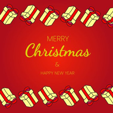 Kırmızı kartta kırmızı kurdeleli sarı paketli hediyeler var.