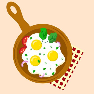 Çırpılmış yumurta, sebze ve şifalı sebze.