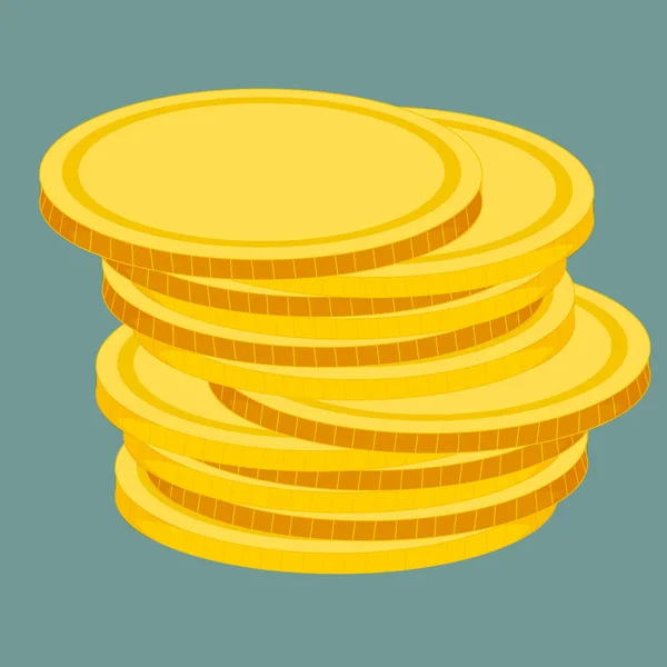 Moedas de ouro. Empilhamento de moedas — Vetor de Stock
