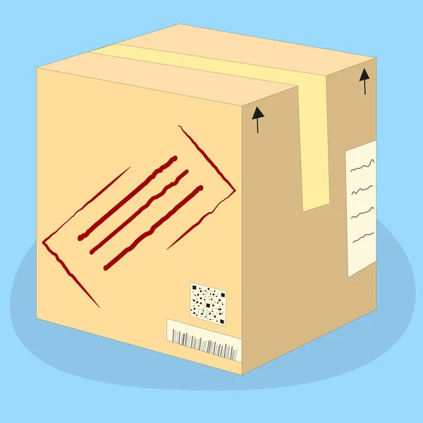 Cardboard box for postal parcels — стоковый вектор