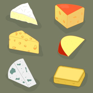 Set collection of cheeses. Vector illustration