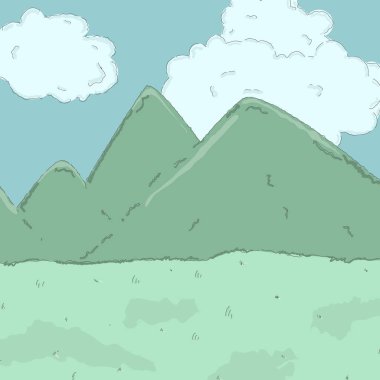 Yeşil dağ manzarası. Pastel renkler