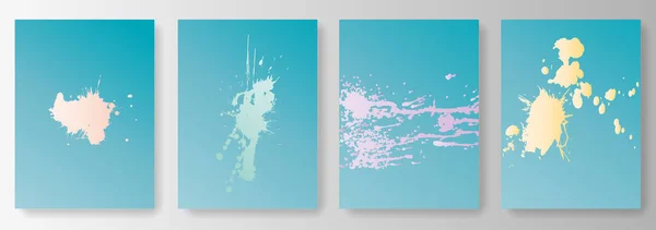 Colección de fondos de color pastel con gotas de pintura — Vector de stock