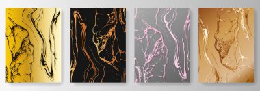 Altın, gümüş ve siyah desenli arka plan koleksiyonu