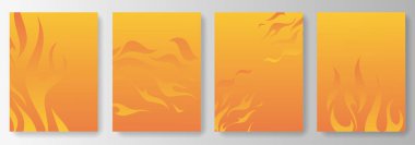 Vektör illüstrasyonu Alevli turuncu sarı arkaplan koleksiyonu