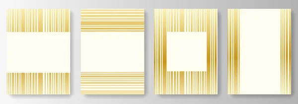 Set Collection de fonds blancs avec des lignes dorées — Image vectorielle