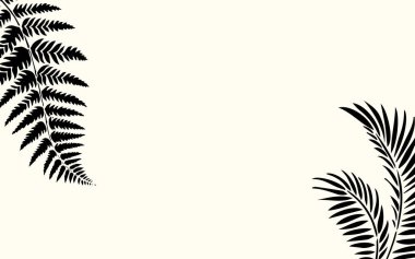 Tropikal yapraklı siyah beyaz arkaplan