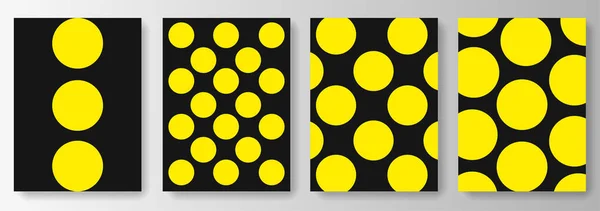 Set Colección de fondos negros en lunares amarillos — Vector de stock