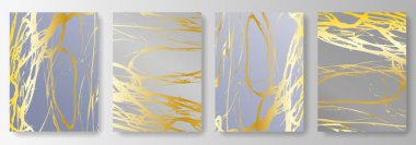 Altın desenli gri gümüş arkaplan koleksiyonunu ayarla