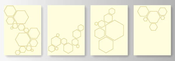 Набор жёлтых и белых фонов с геометрическим узором шестиугольников — стоковый вектор