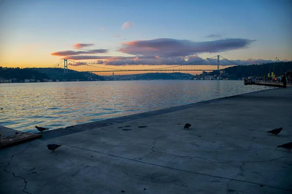 View Fatih Sultan Mehmet Bridge Istanbul Sunset Bridge View Istanbul — стокове фото