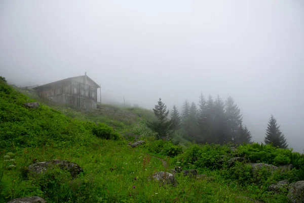 Uma Casa Natureza Nevoeiro Imagem Foi Tirada Região Rize Região — Fotografia de Stock
