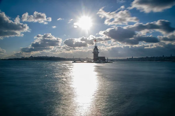 Long exposure view of Maiden's Tower. An iconic landmark on Istanbul's skyline, the Maiden's Tower has a rich history dating back to the fourth century, as well as a few legends.