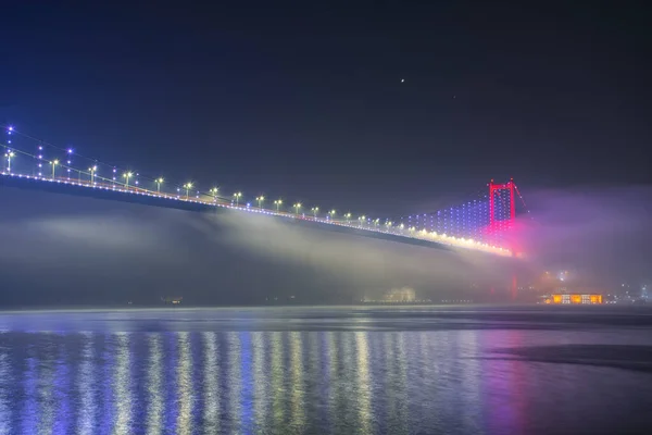 July Martyrs Bridge Fog Foggy Misty Scene Bosphorus Bridge Bridge — Fotografia de Stock