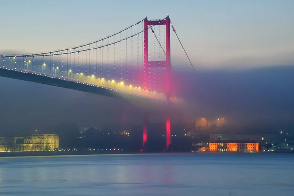 July Martyrs Bridge Fog Foggy Misty Scene Bosphorus Bridge Bridge — Fotografia de Stock