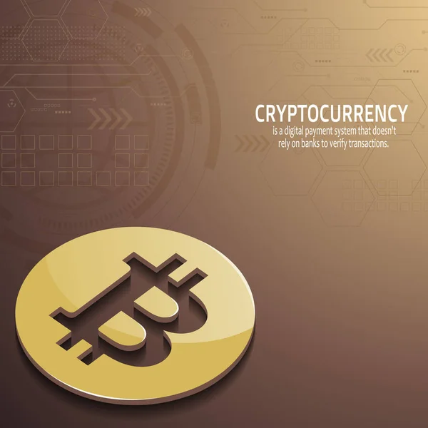 Golden Bitcoin Brown Background Vector — Wektor stockowy