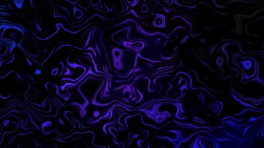 Üç boyutlu animasyon koyu mavi sıvı soyutlaması. Video animasyonu 4K 3D.