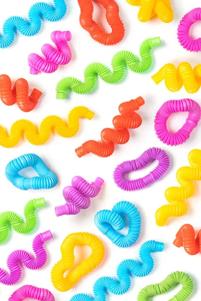 Set Aus Verschiedenen Formen Und Farben Trendige Kinderspielzeug Pop Tubes — Stockfoto