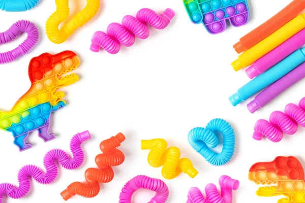 Set Aus Verschiedenen Formen Und Farben Trendige Kinderspielzeug Pop Tubes — Stockfoto