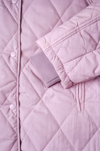 Close Lilac Puffer Jacket Texture Quilted Fabric Background — Stock Photo, Image