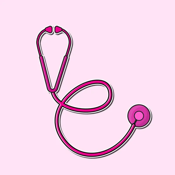 Doctor Stethoscope Sticker Icon Free Vector — Stock Vector