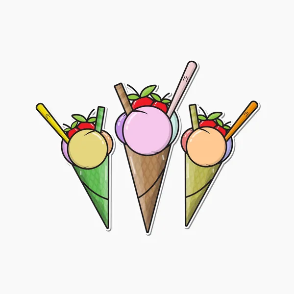 Stickers Crème Glacée Mignon Pour Filles Dessin Animé Vecteur — Image vectorielle