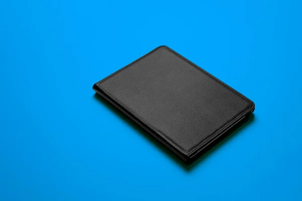Fekete Smart Pad Cover Mockup Fekete Bőr Anyag Lapos Színes — Stock Fotó
